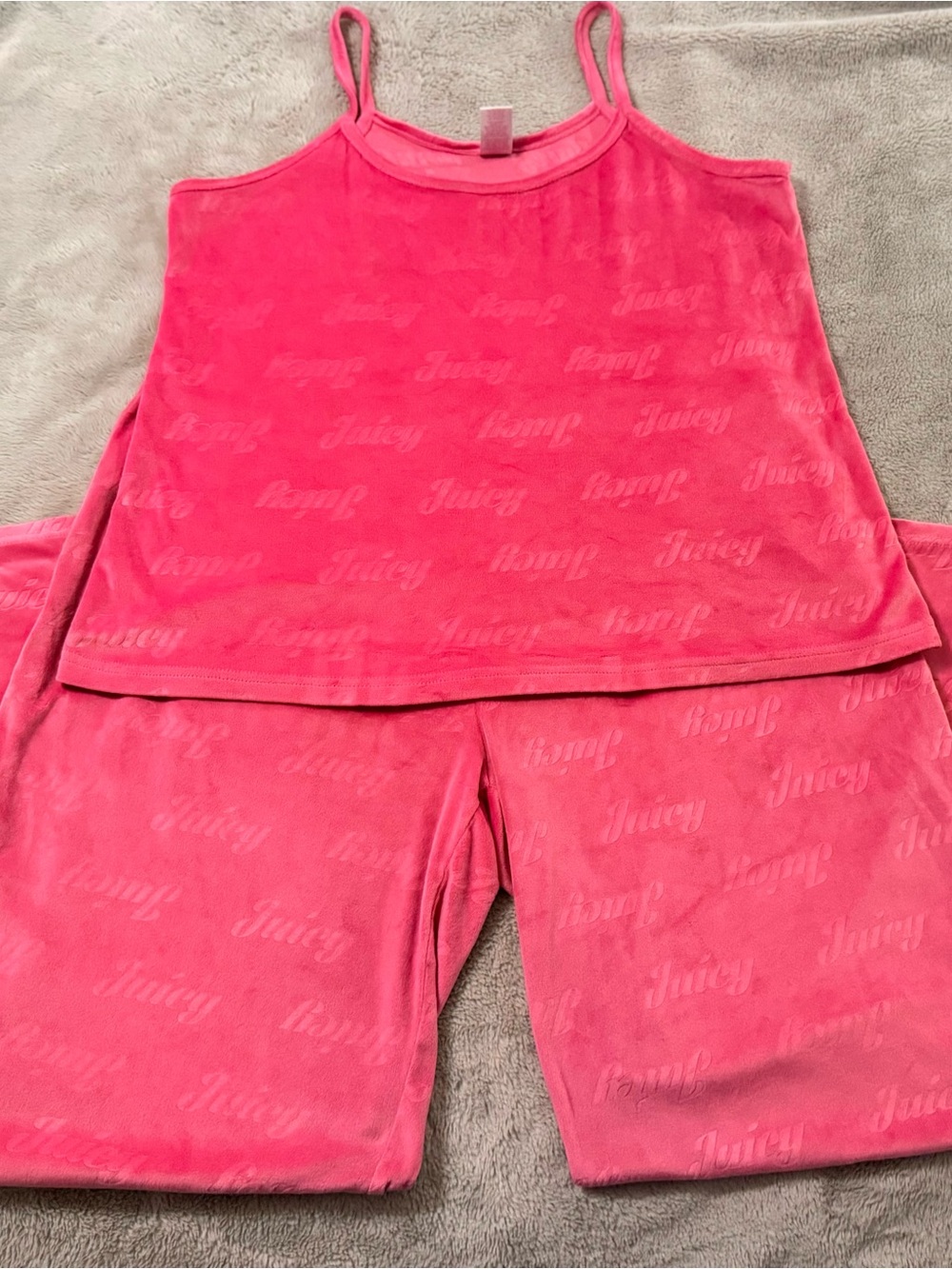Juicy by Juicy Couture Women's XL Pink Velour 2-Piece Lounge Set | Embossed Logo